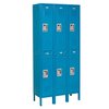 Global Industrial Double Tier Locker, 12x15x36, 6 Door Ready To Assemble, Blue 254126BL